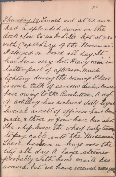19 December 1889 journal entry